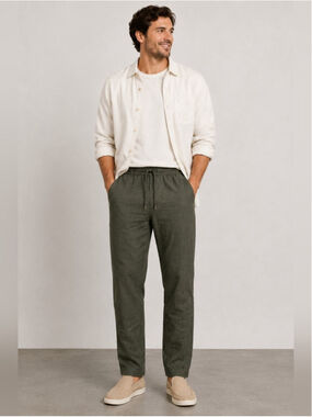 Goodfellow & Co Olive Green Linen Blend Drawstring Trousers NWT Medium